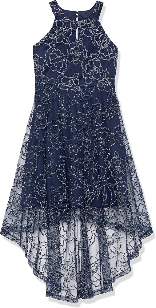 Speechless Girls' Sleeveless Embroidered Tulle High Low Party Dress