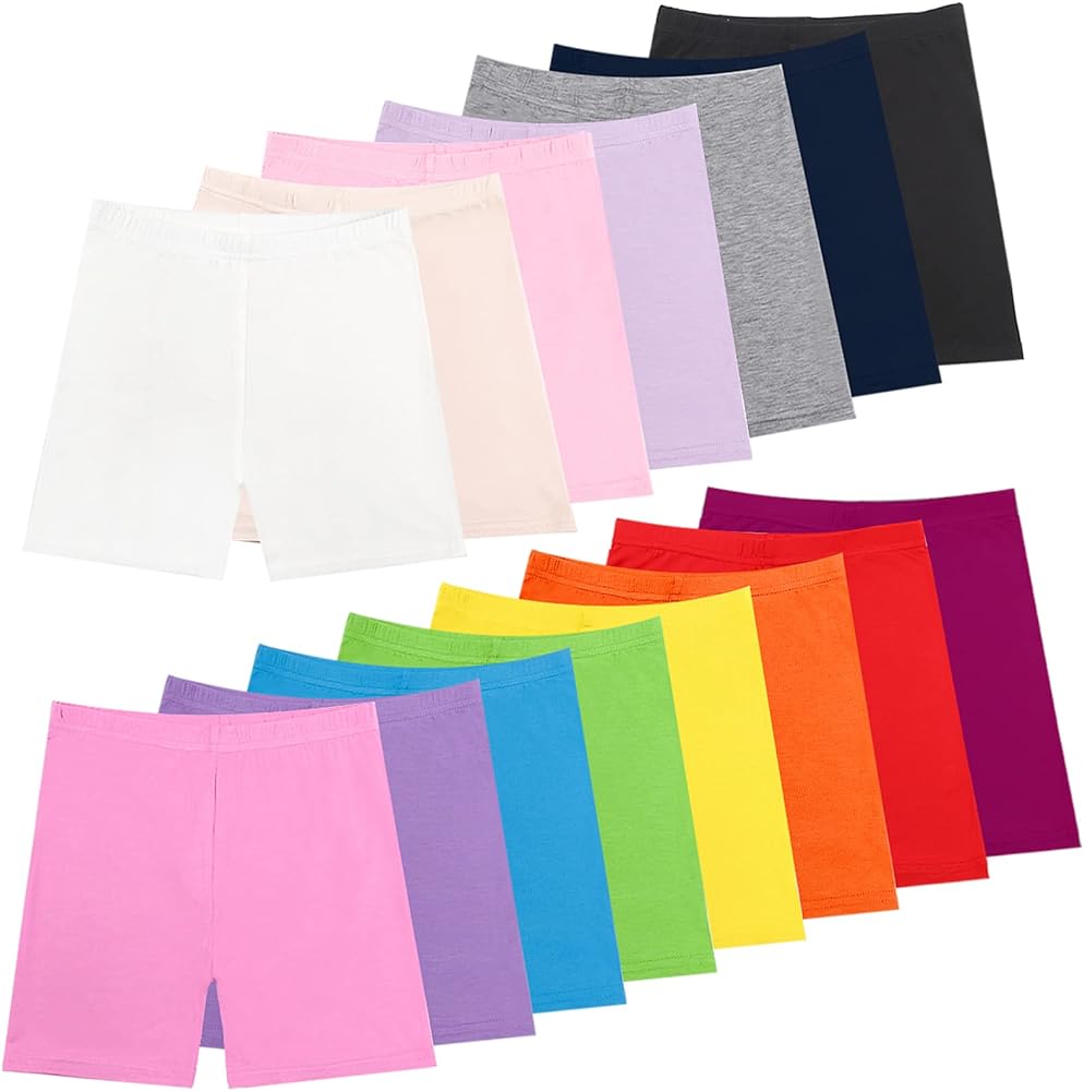 15 Pack Girls Dance Shorts, 15 Color Bike Short Breathable and Safety for Playgrounds and Gymnastics