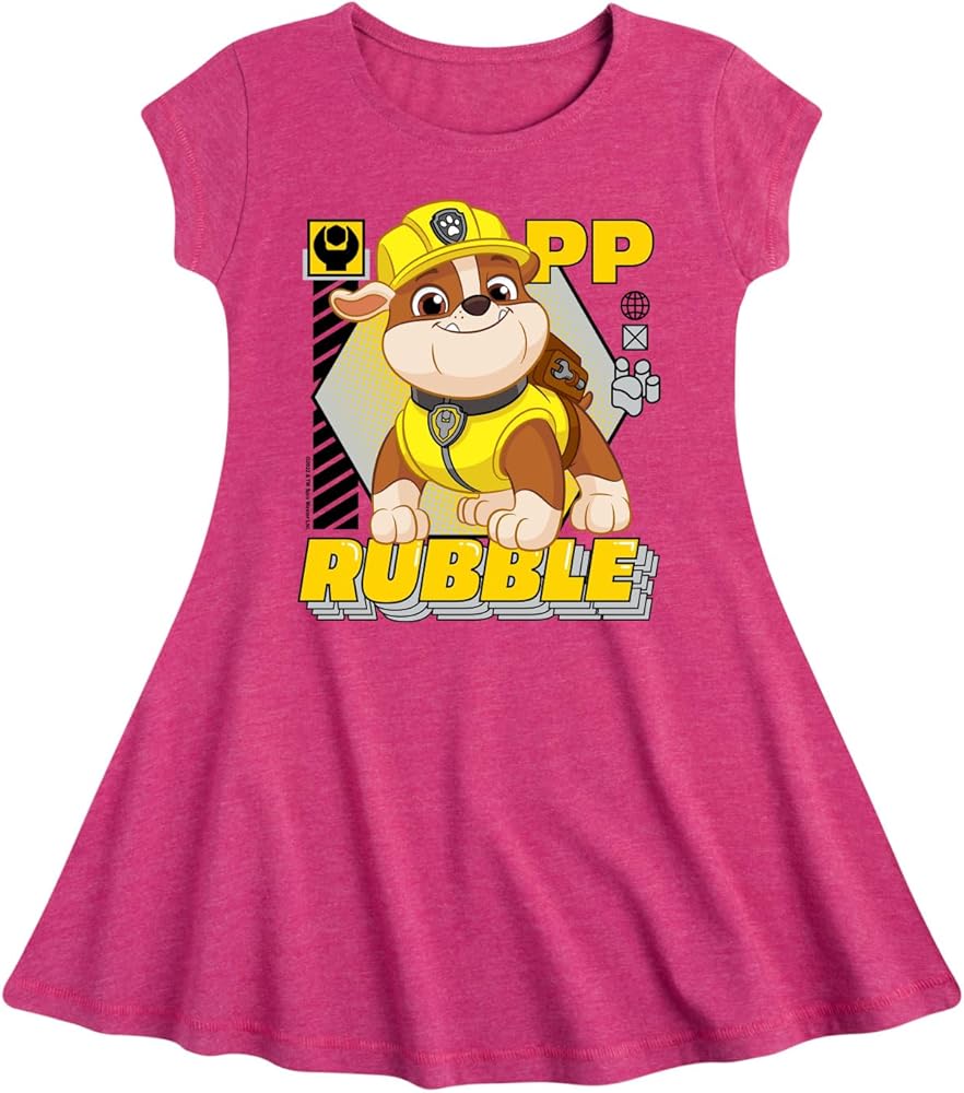 HYBRID APPAREL - Paw Patrol - Rubble Graphic - Toddler & Youth Girls Fit & Flare Dress