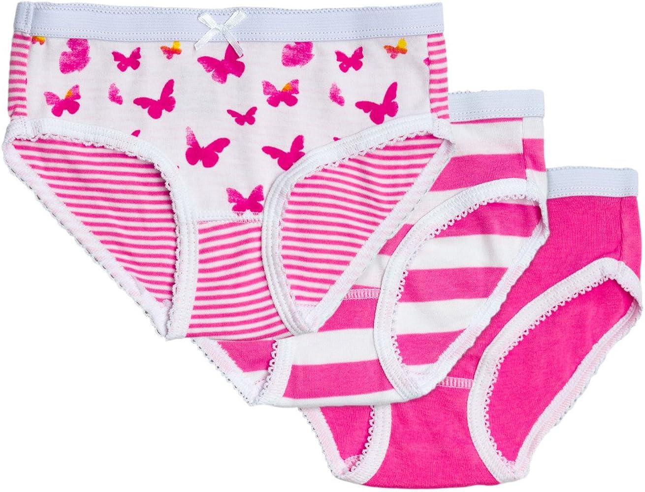 Feathers Girls Butterfly Print Tagless Briefs Underwear Super Soft Panties 3 -Pack