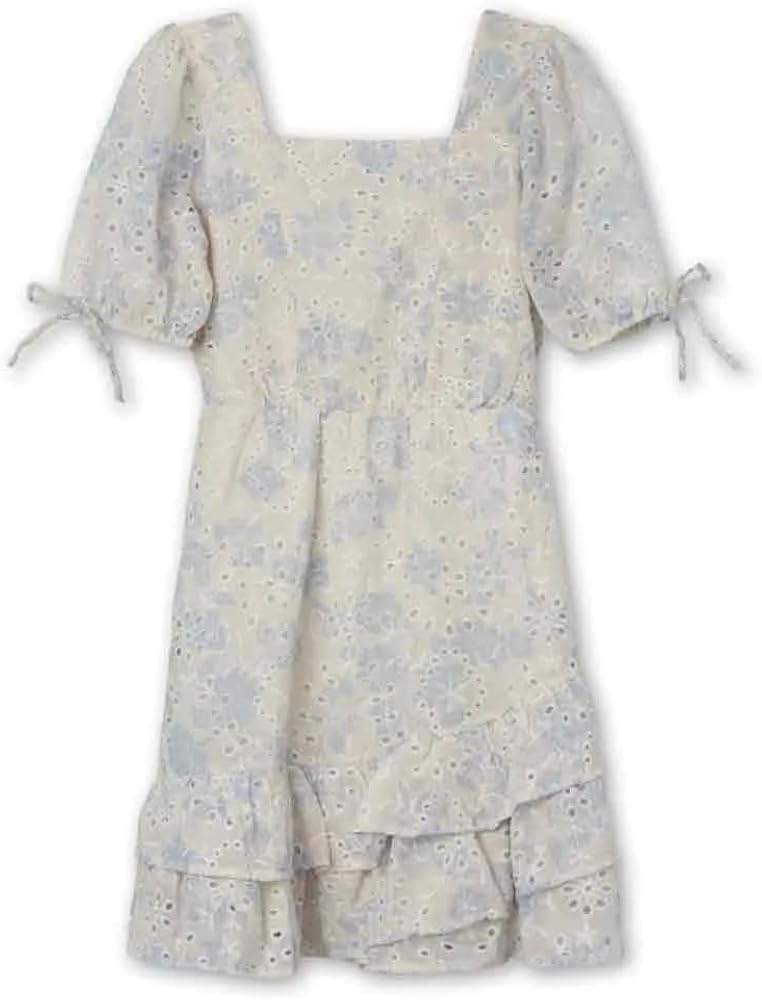 Speechless Girls' Short Sleeve Ruffled Eyelet Dress