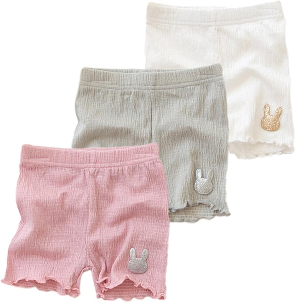 3Pcs Little Girls Kids Boy-Leg Slim Elastic Rabbit Bowknot Safety Short Panties Underwear