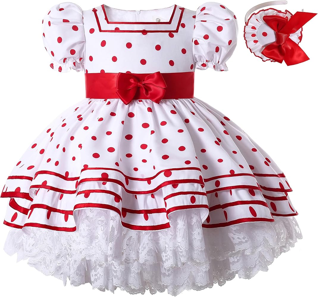 Pettigirl Toddler Girls Elegant Red Polka Dot Lace Ruffle Clothes Kids Lovely Casual Boutique Princess Pretty Dress