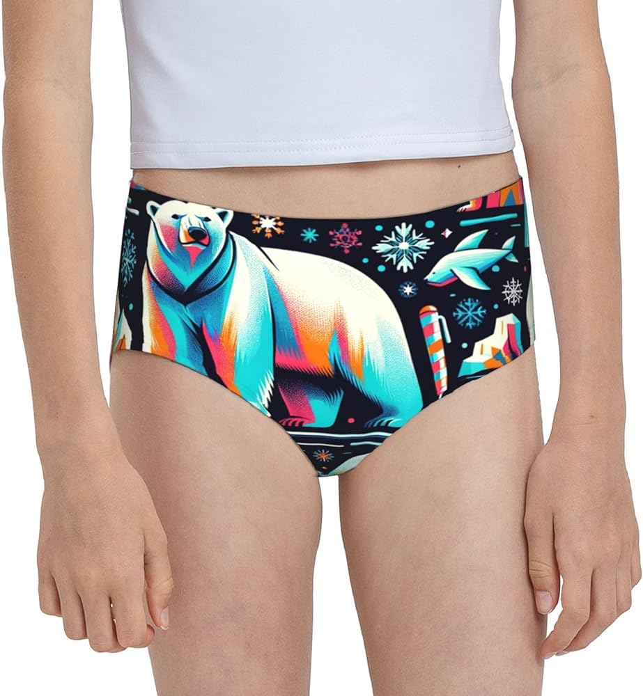 Augenstern Cotton Underwear Colorful-Polar-Bear-Snowflake Girls'Briefs Soft Underpants