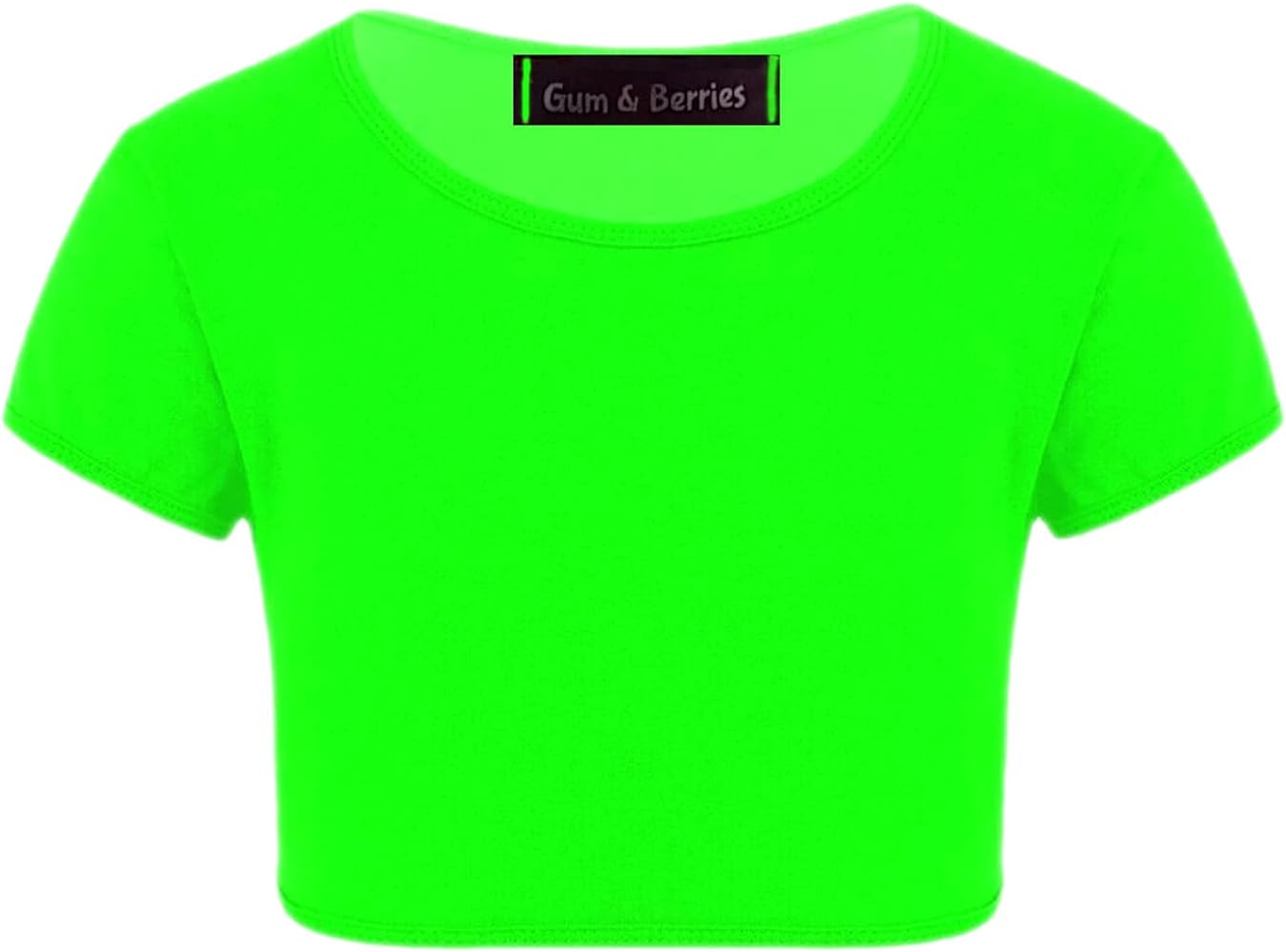 Kids Girls Neon Fluorescent Plain Short Sleeve Crop Tops T-Shirt Tee Top Dance Wear Gymnastic Fancy Dress Age 3-14 Years