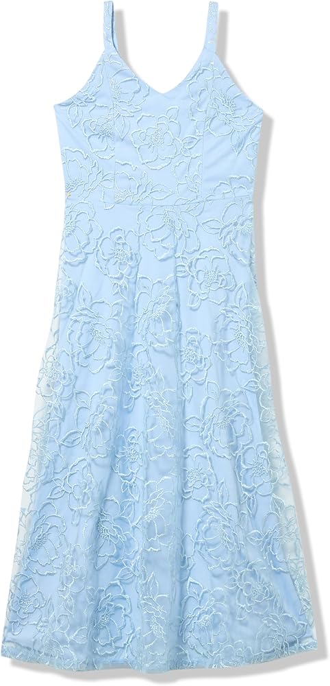 Speechless Girls' Sleeveless Embroidered Tulle Maxi Dress