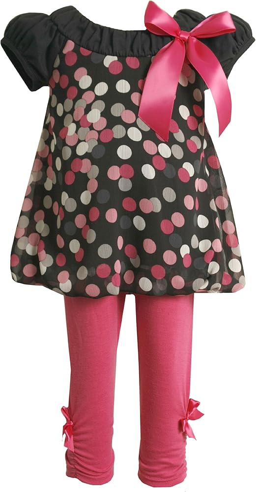 Bonnie Jean Little Girls' Multi Dot Top To Fuschia Legging