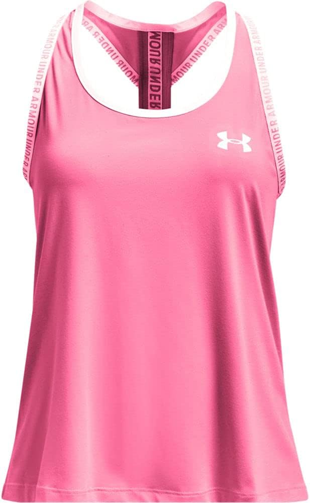 Under Armour Girls' Knockout Tank Top , Cerise (654)/White , Youth Small