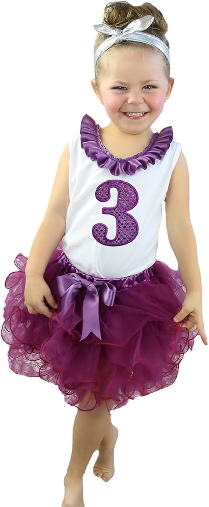 Petitebella Birthday Dress Purple 3rd White Shirt Wine Red Petal Skirt Outfit Set Nb-8y