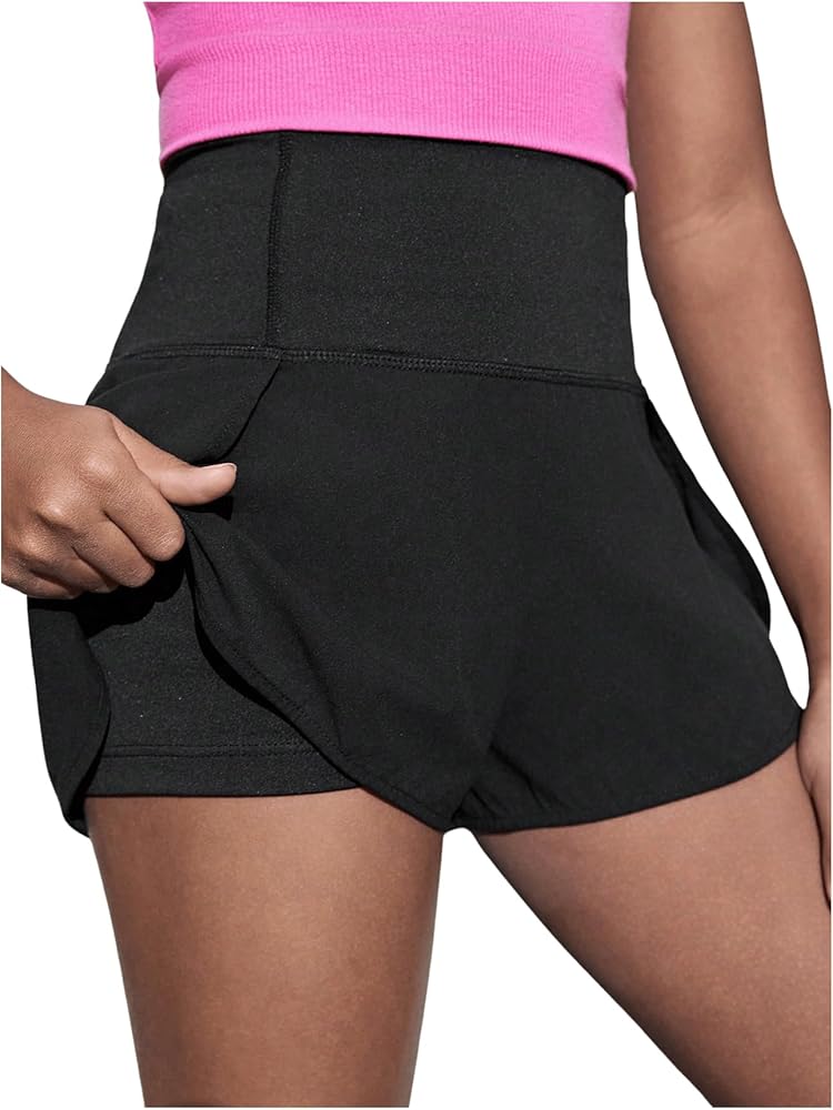 Girl's High Elastic Waist Workout Shorts Casual Sports Athletic Shorts