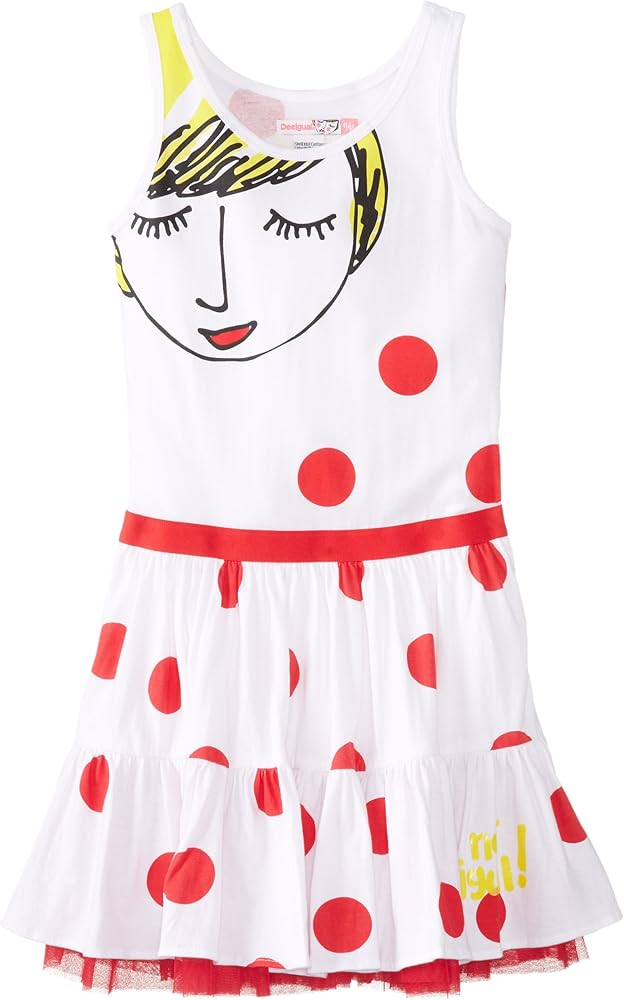 Desigual Big Girls' Polka Dot Tank Dress with Shy Girl