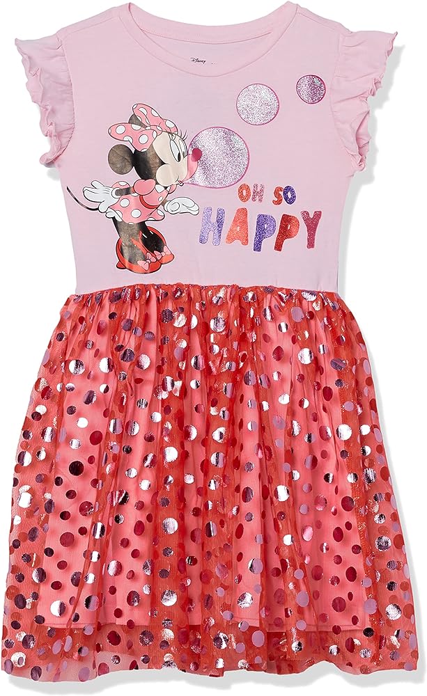 Disney Minnie Mouse Ruffle Sleeve Tulle Dress-Girls Sizes 4-16