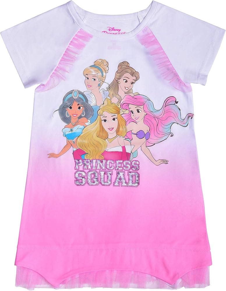 Disney Princess Squad Girls’ Dress for Toddler and Little Kids – Pink/White