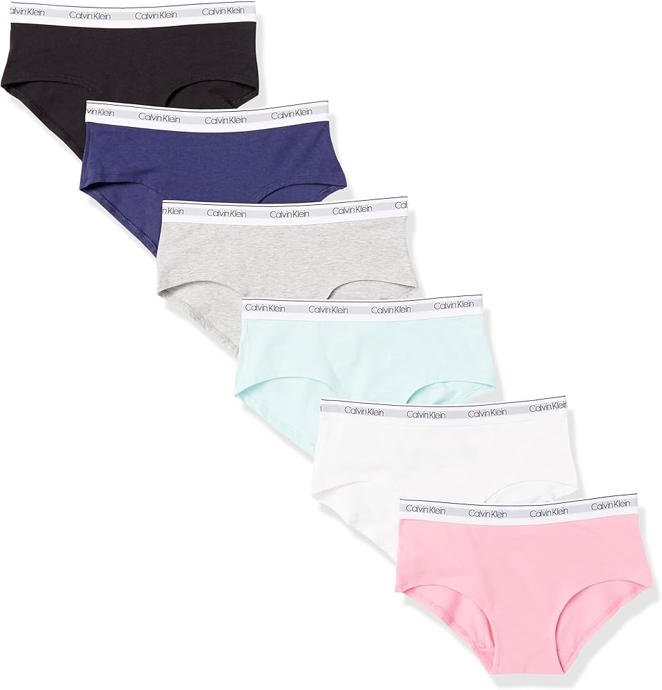 Calvin Klein Girls' Soft Cotton Modal Hipster Panty, 6 Pack