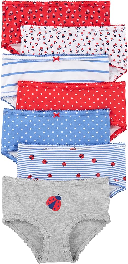 Carter's/OshKosh Girls' 7-Pack Underwear, Rainbow Stripes, 10/12