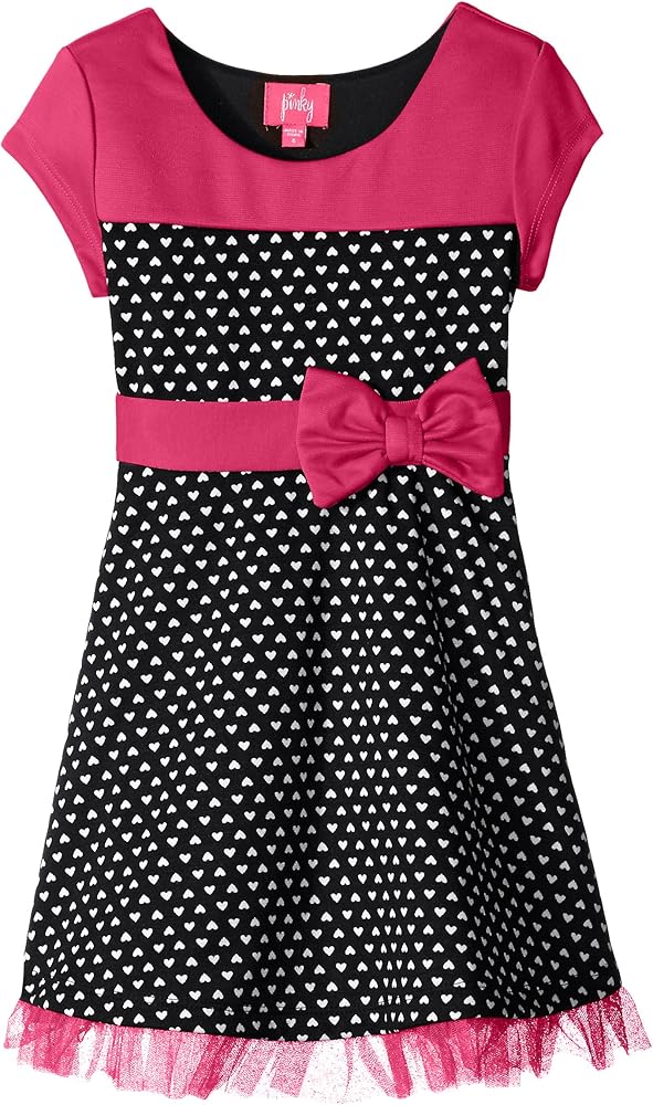 Pinky Pink Little Girls' Heart Ponte Dress with Contrast