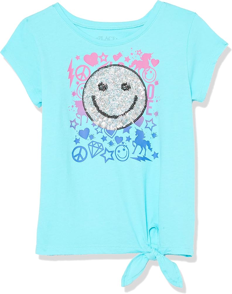 The Children's Place Girls' Short Sleeve Graphic Tie T-Shirt