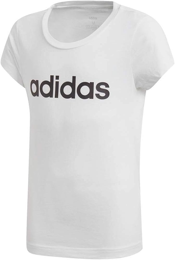 adidas Girls Tshirt Training Essential Tee Young Lifestyle Fashion New (DV0357_110) White/Black