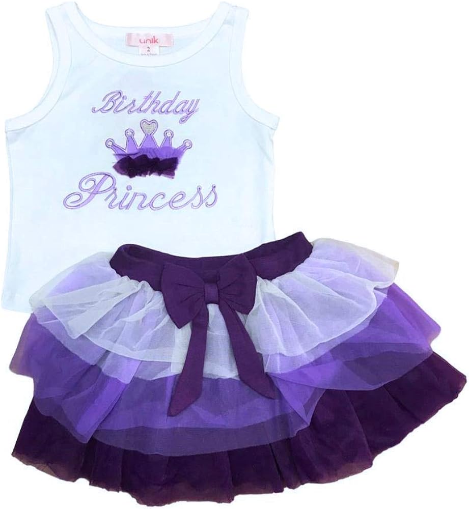 Girl's Tulle Layered Birthday Princess Skirt Set size 2-8