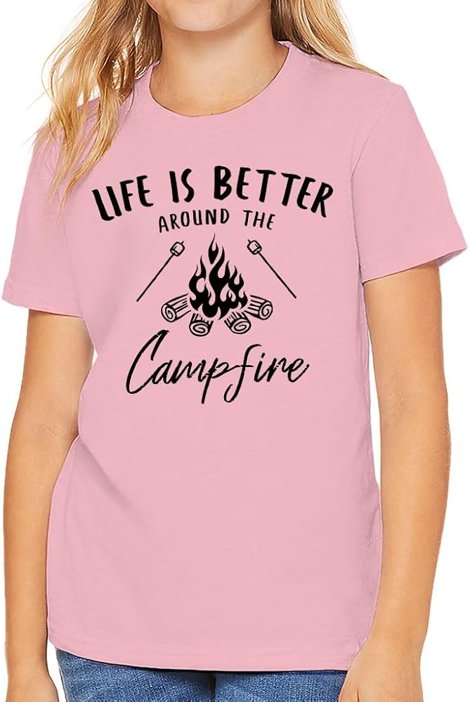 Life is Better Around The Campfire Kids' T-Shirt - Hiking Gifts for Girls - Hiking Aesthetic Print