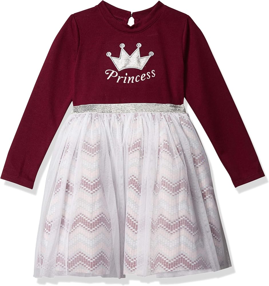 Youngland Girls' Sweater Knit to Glitter Mesh Princess Dress