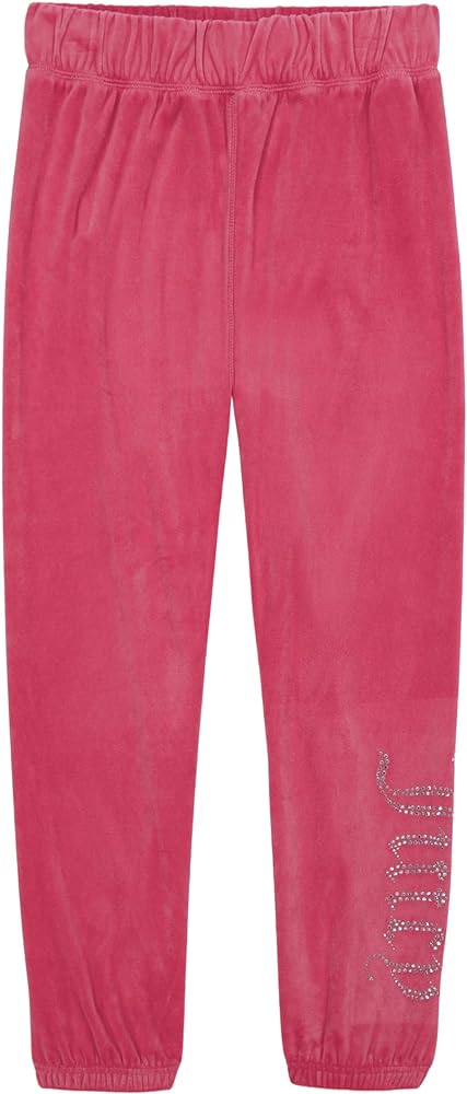 Juicy Couture Girls' Plush Velour Pant and Hoodie Sweatshirt Seperates, Fandango Pink Jogger/Studs, 16