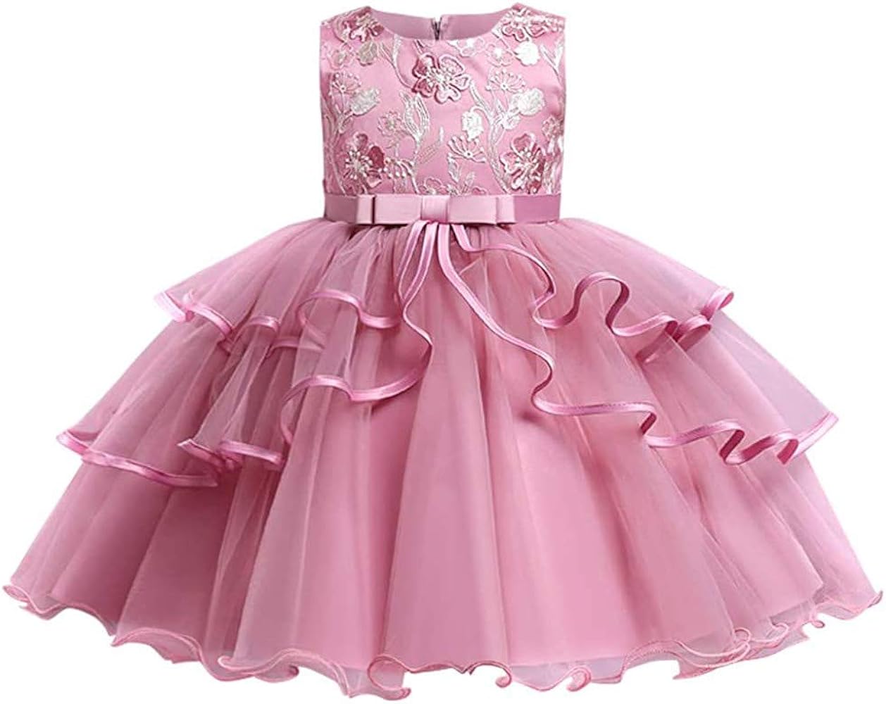 MYRISAM Flower Girls Embroidered Lace Tutu Dress Princess Wedding Pageant Birthday Party Evening Dance Short Tulle Gown