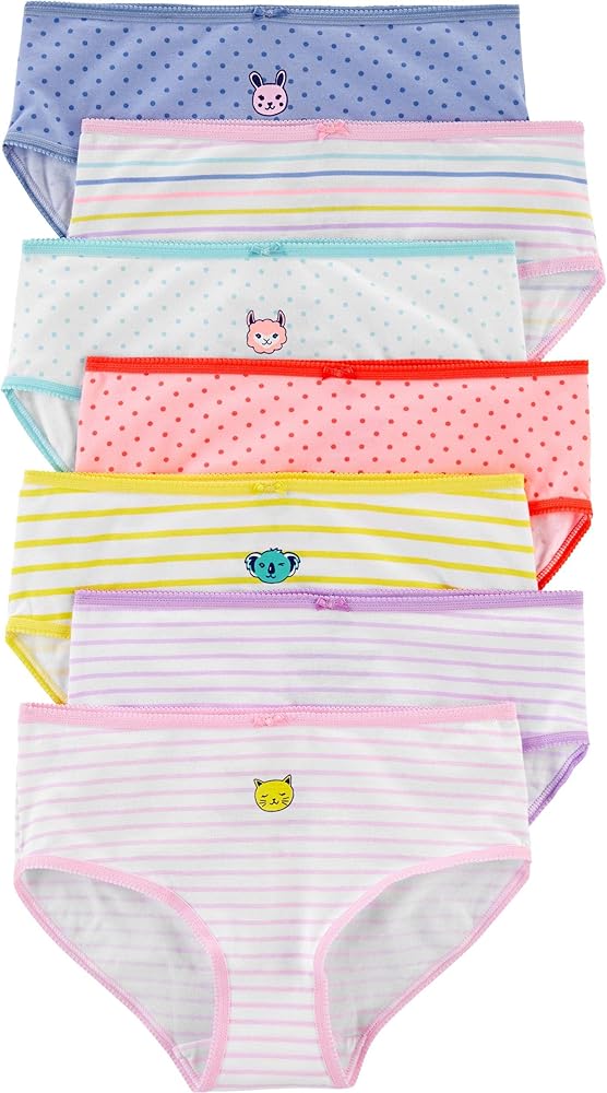 OshKosh Girl`s Stretch Cotton Panties 7 Pack (White(3G838610)/Polka Dots, 2-3T)