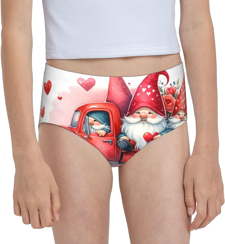 Augenstern Cotton Underwear Watercolor-Gnomes-Valentine-Truck Girls'Briefs Soft Underpants