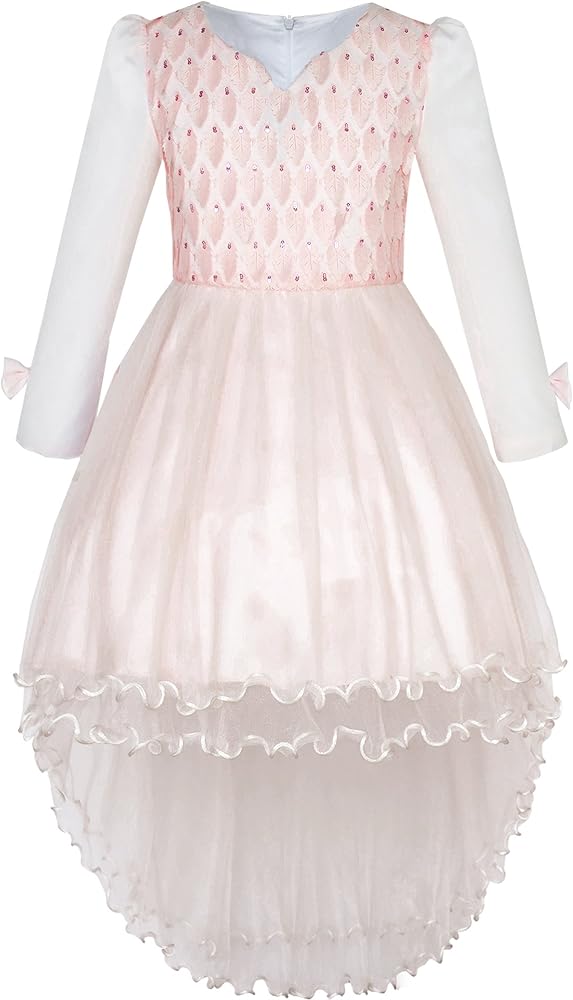 Sunny Fashion Flower Girls Dress Lace Hi-lo Wedding Pageant Communion Size 7-14