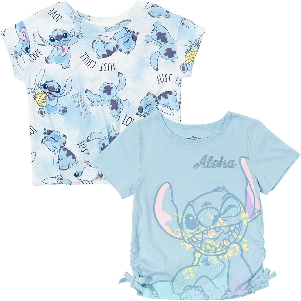 Disney Girls 2 Pack T-Shirts Toddler to Big Kid Sizes