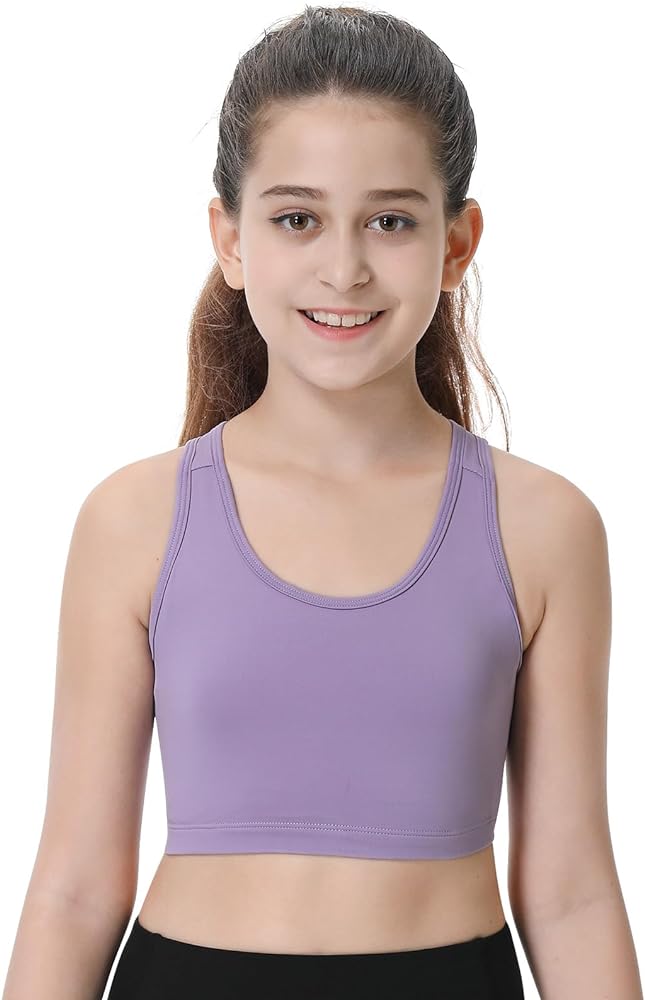 ANIVIVO Girls Sports Bras Stretchy Racerback Training Bra for Teen Athletic Crop Top Scoop Neck Comfort