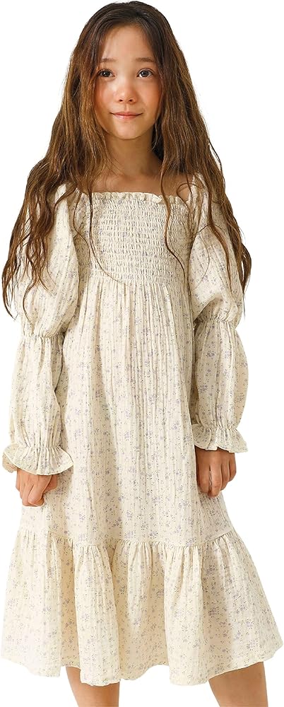 NOTHING FITS BUT Girl’s Classic Cotton Dress, Muslin Yuki Gown, Kids Casual Long Dress