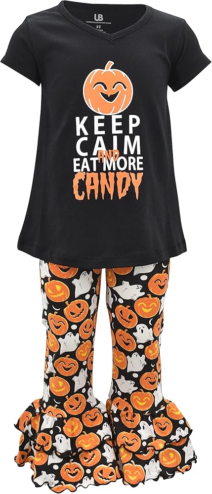 Unique Baby Girls Halloween Eat More Candy 2pc Ruffle Legging Set