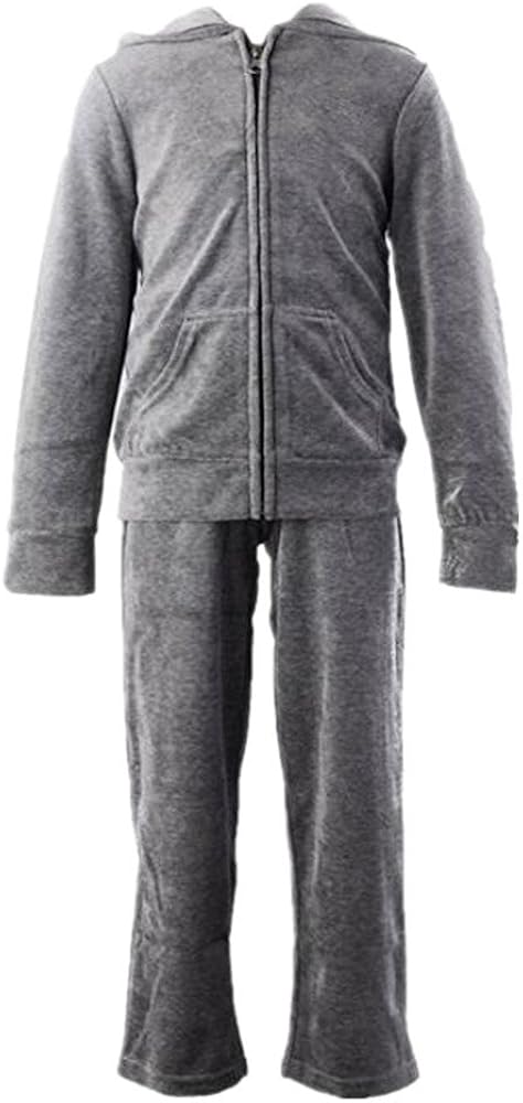 Little to Big Girls' Velour Zip Hoodie Tracksuit Sweatshirt Sweatpant Velvet Jogger Set