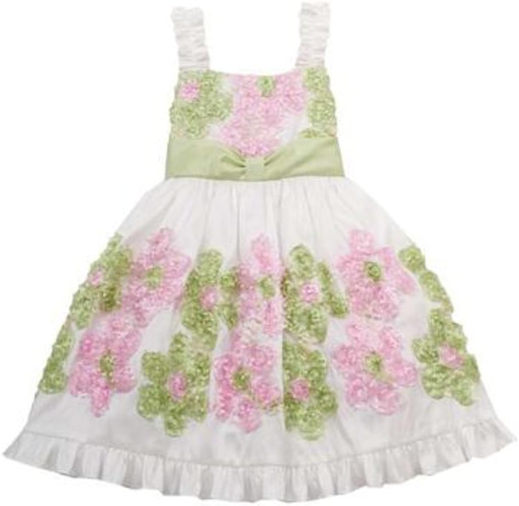 Rare Editions Little Girls' Pink/Green Flower Soutache Easter Dress (5)