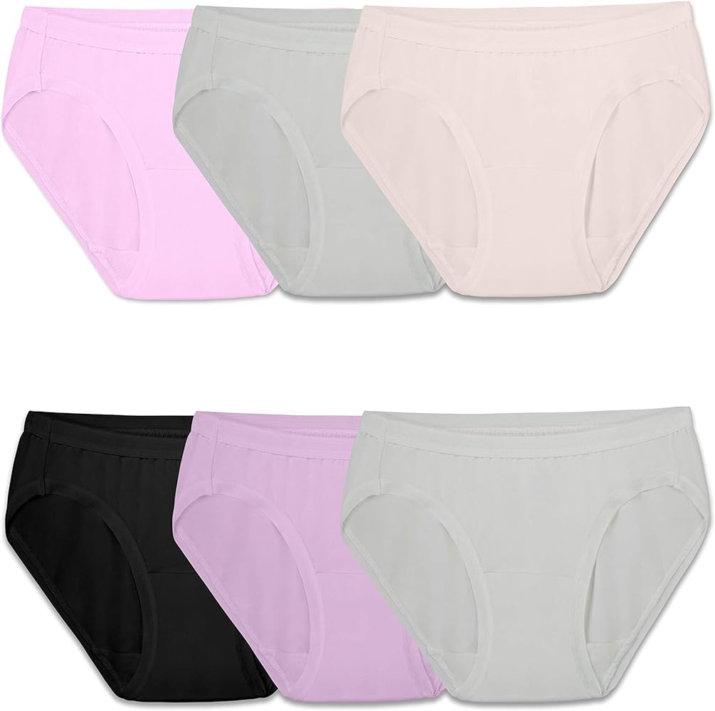 Fruit of the Loom Girls' Microfiber Underwear Multipack, Bikini - Assorted (6 Pack), 6