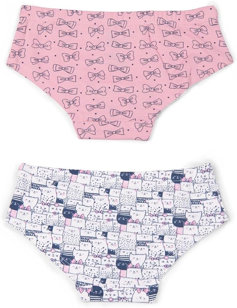 Keebee Organic Cotton Girls Hipster Panties Underwear, Cool Comfort Moisture-Wicking Breathable Underwear - Set of 2