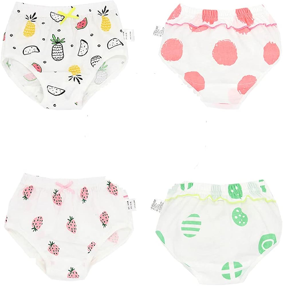 4pieces girls baby underwear 6-12 months for dresses triangle pants 100%cotton cartoon girl briefs panties