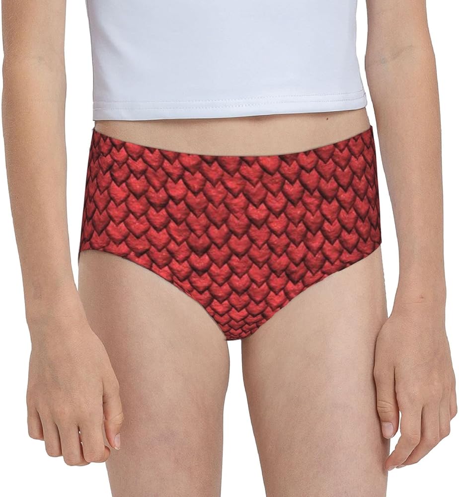 Augenstern Cotton Underwear 3d-Red-Dragon-Scale-Skin Girls'Briefs Soft Underpants