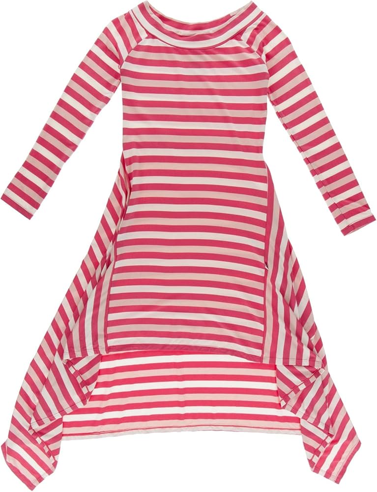 KicKee Pants Print Long Sleeve Hi Lo Raglan Dress, Super Soft Girl Clothes, Viscose from Bamboo