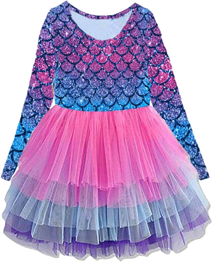 VIKITA Girls Dresses for Winter Long Sleeve Toddler Girls Clothes Party Tulle Dresses for Little Girls,2-12 Years