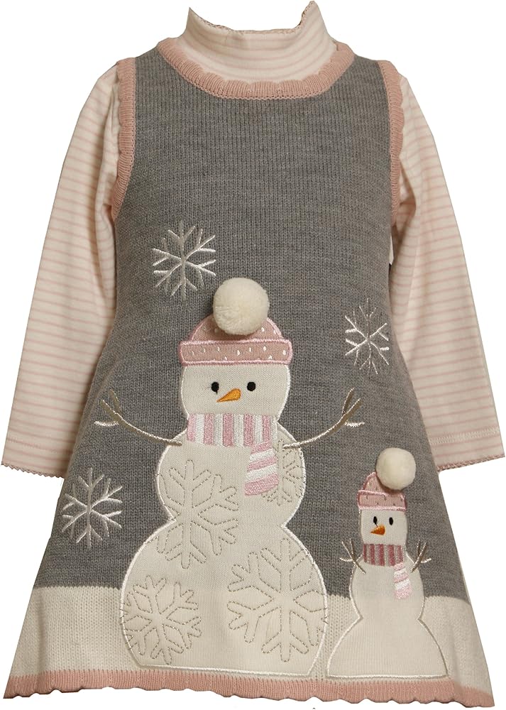 Bonnie Jean Little Girls' Snowman Sweater Jumper Set with Snowman Motif