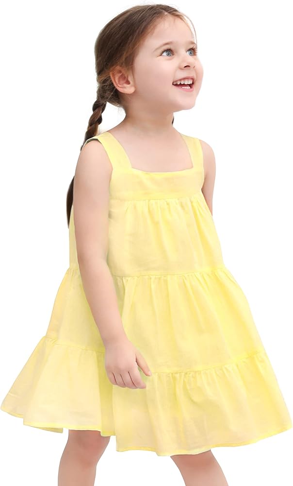 Lilax Little Girls Easter Dress, 100% Cotton Toddler Summer Dress