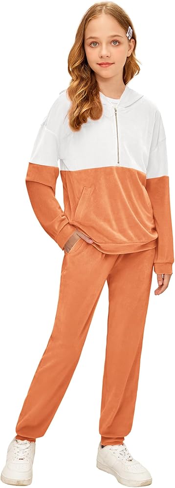 Arshiner Girls 2 Piece Outfits Tracksuits Long Sleeve Sweatshirts and Sweatpants Sweatsuits Activewear Sets