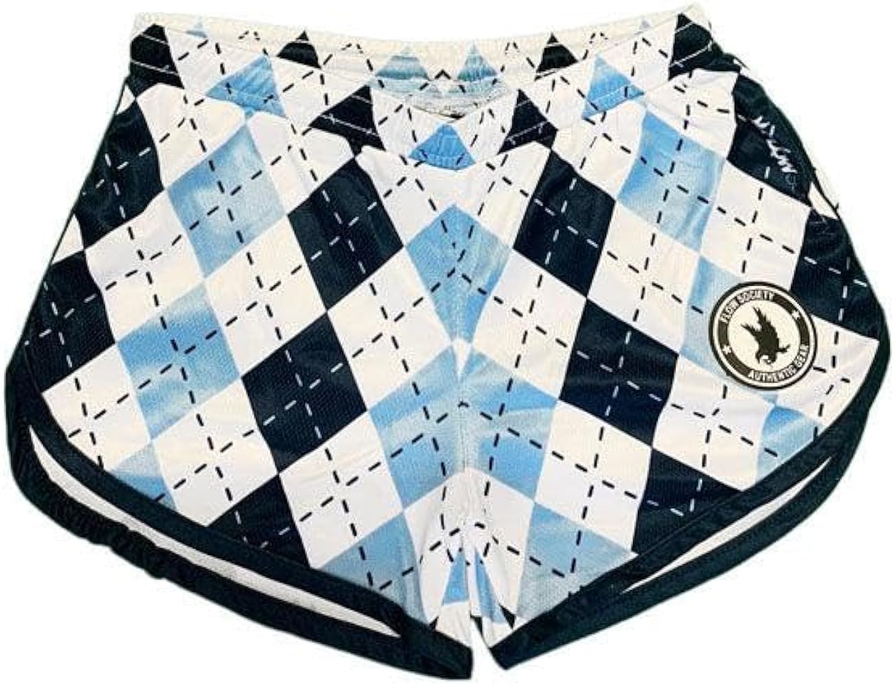 Flow Society Blue and White Argyle Girls Athletic Shorts