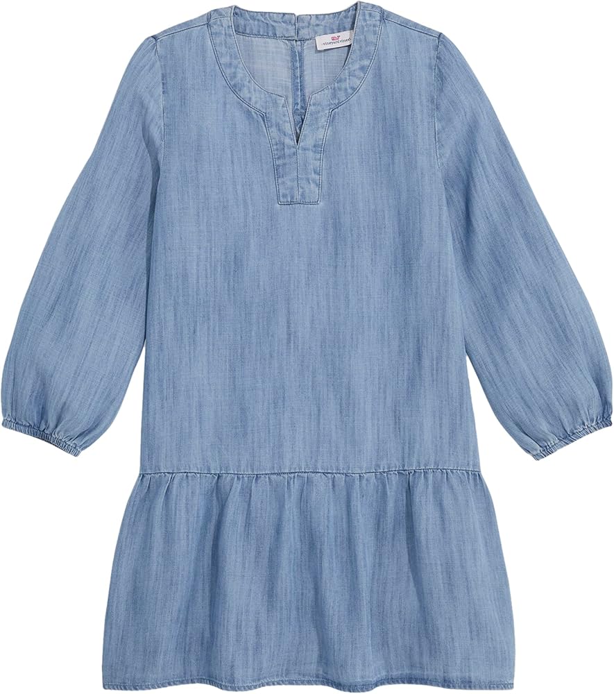 vineyard vines Girls' Chambray Drop Waist Dress