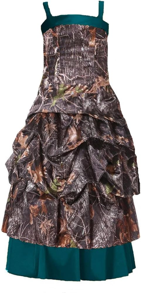 DINGZANCAMO Pick-ups Camo Junior Bridesmaid Dresses Spaghetti Straps Flower Girl Dress