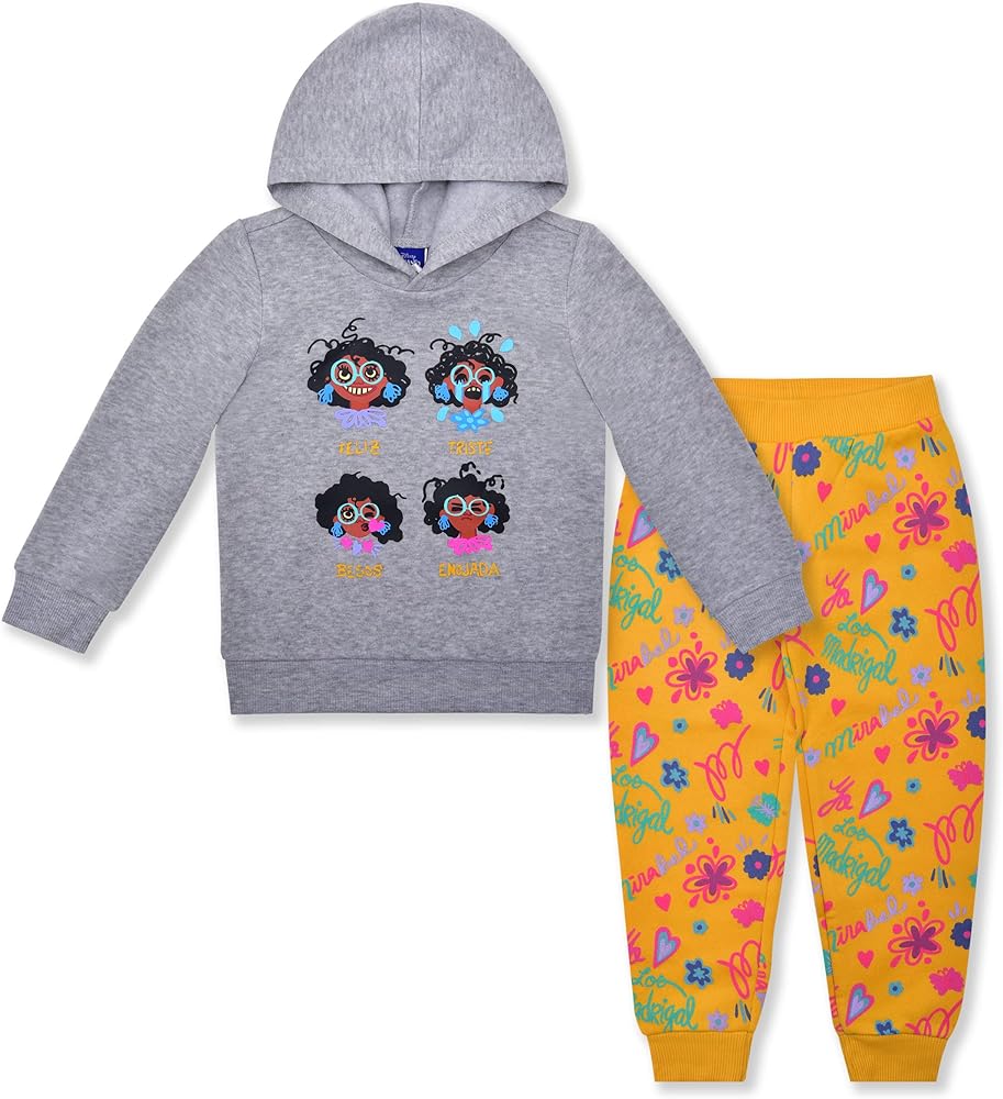 Disney Encanto Girls 2 Piece Hooded Sweatshirt and Pants Set for Toddlers and Little Kids