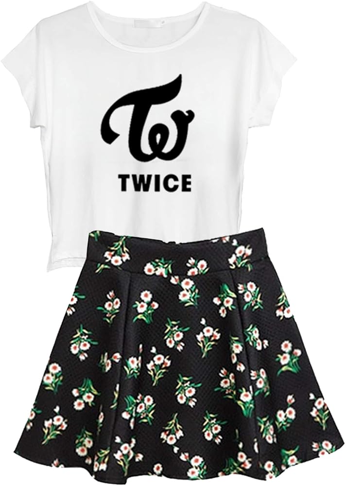 KPOP Stray Kids Twice Wanna One Top + Floral Skirt Set 2pcs Dress